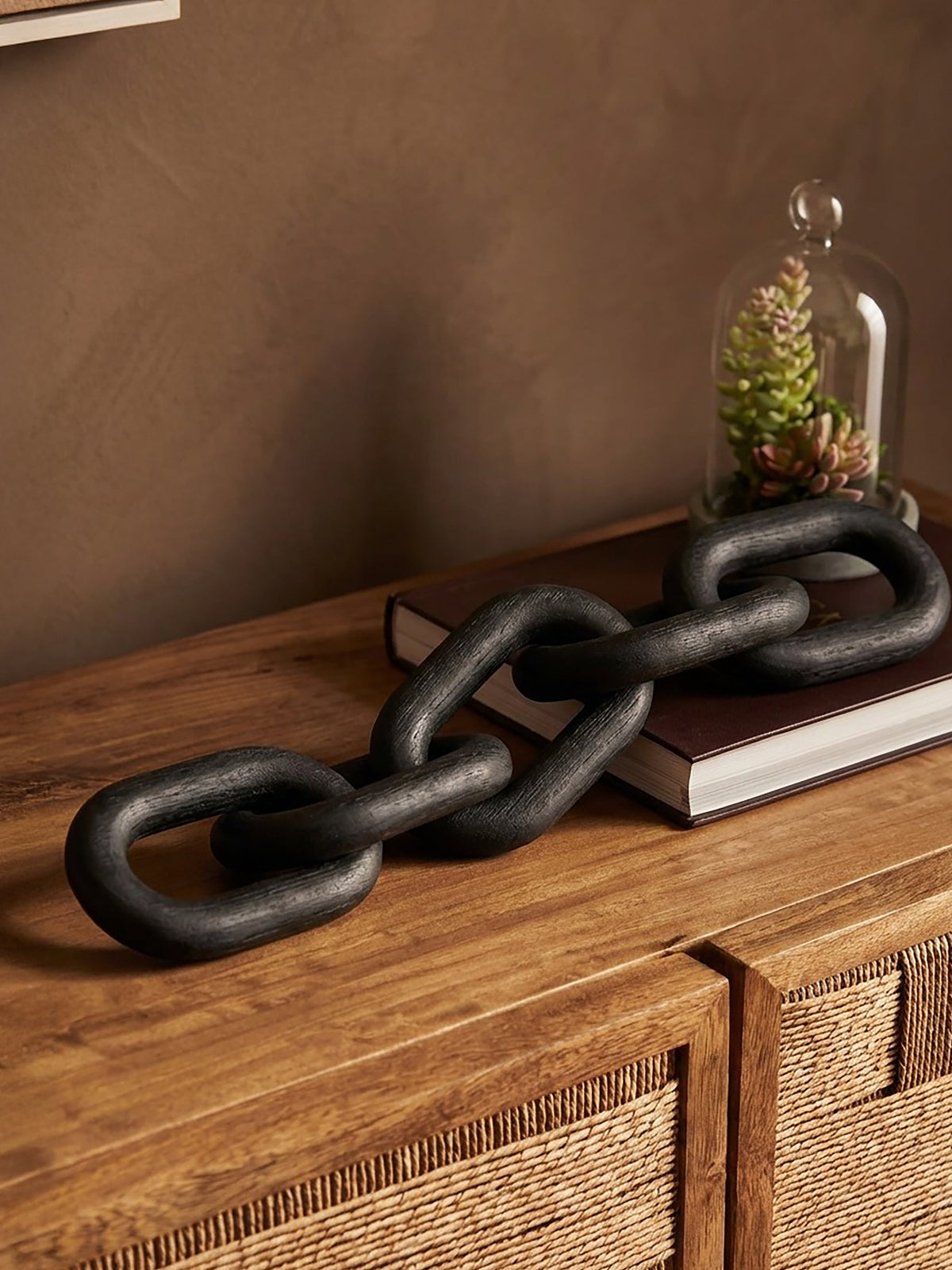 Cato Black Wood 5 Link Chain Decor