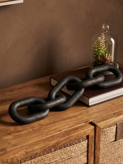 Cato Black Wood 5 Link Chain Decor