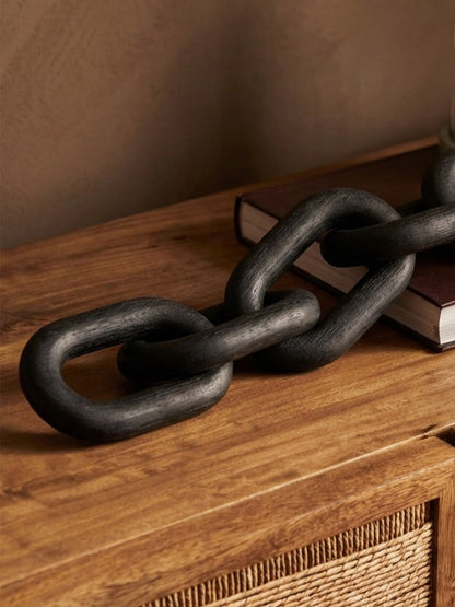 Cato Black Wood 5 Link Chain Decor