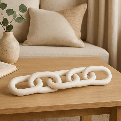 Cato White Wood 5 Link Chain Decor