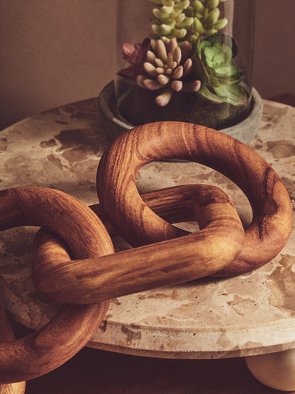 Cato Brown Wood Five Link Chain Decor