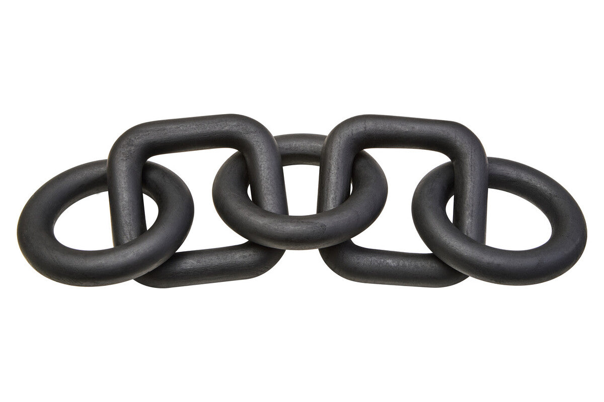 Cato Black Wood Five Link Chain Decor