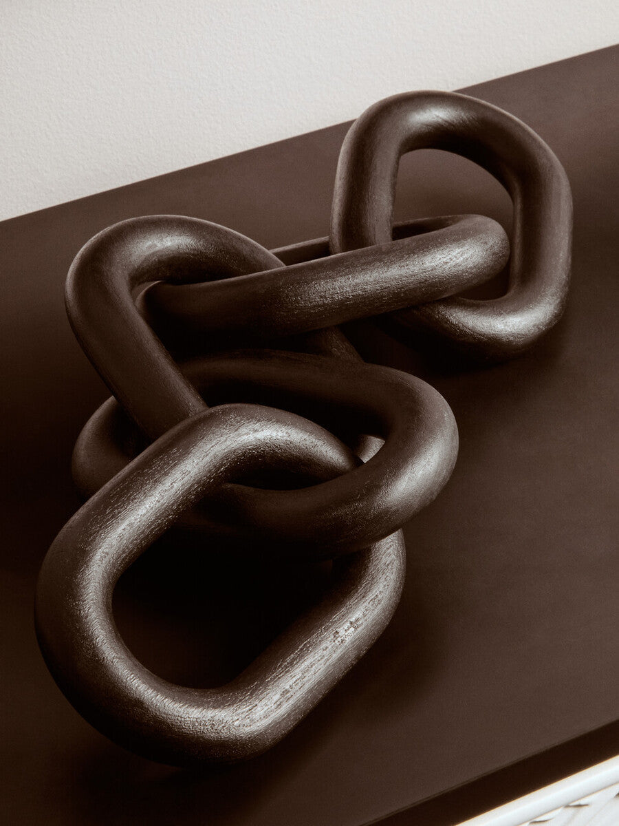 Cato Black Wood Five Link Chain Decor
