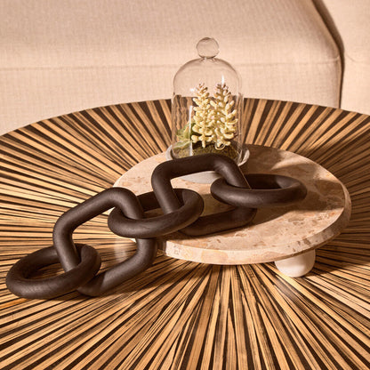 Cato Black Wood Five Link Chain Decor