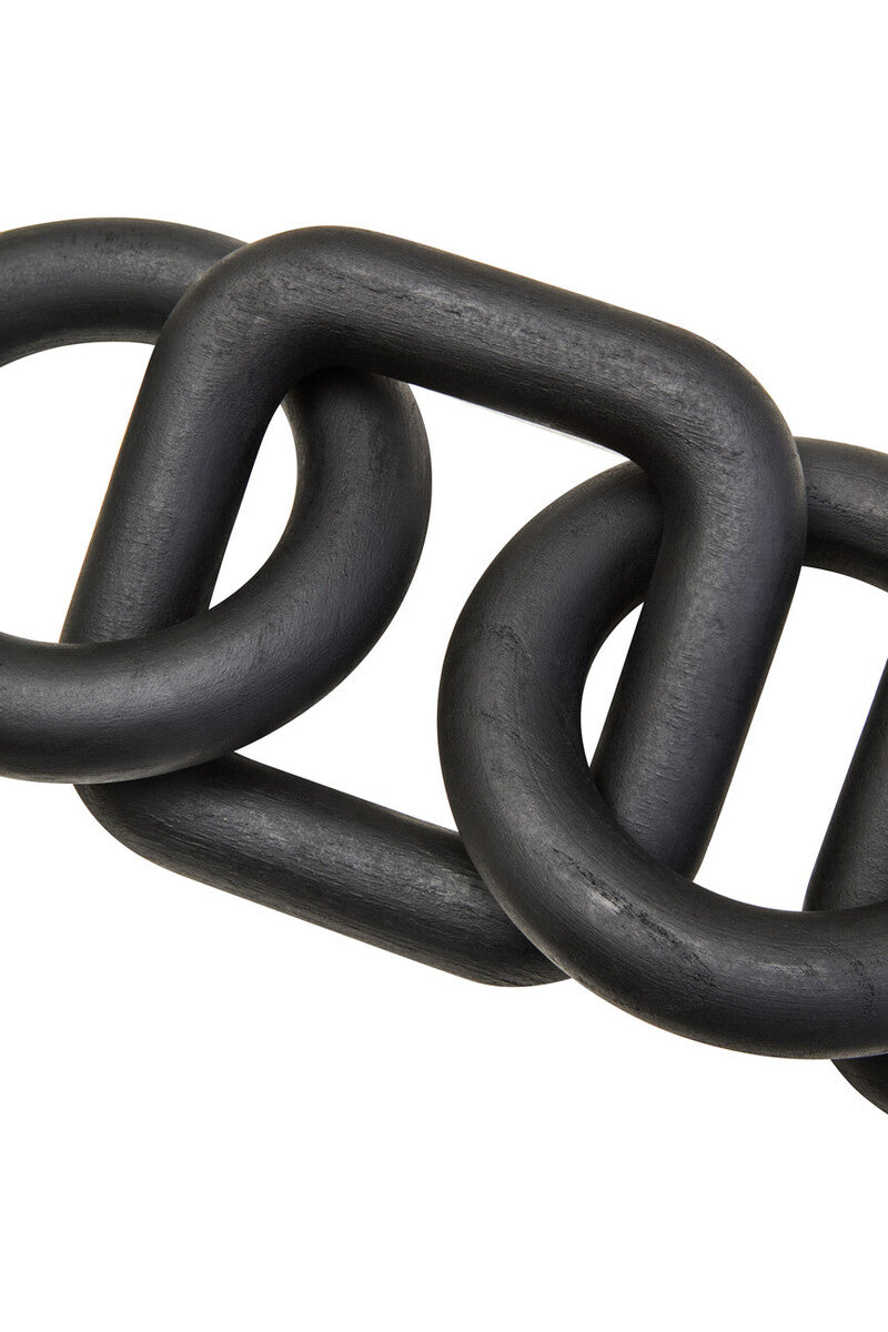 Cato Black Wood Five Link Chain Decor