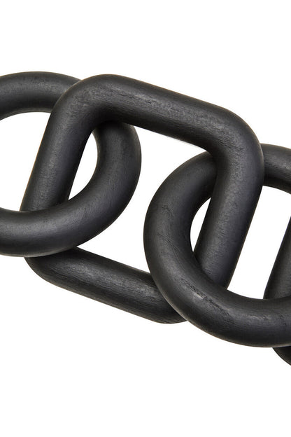 Cato Black Wood Five Link Chain Decor