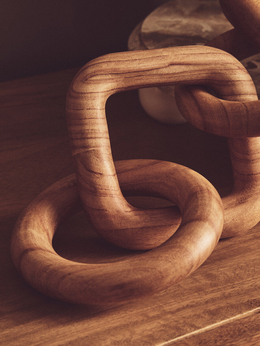 Cato Natural Wood Five Link Chain Decor