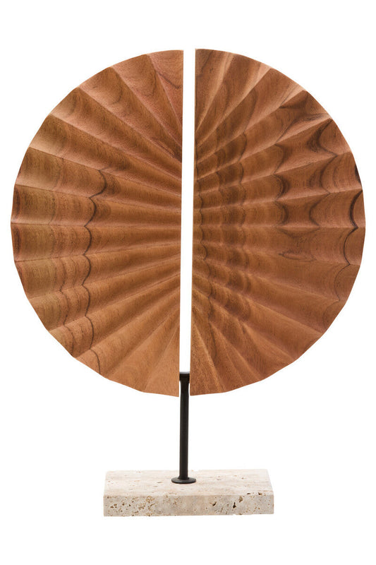 Westo Natural Wood Sculpture With Travertine Base