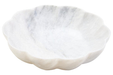 Zoro Large White Marble Scalloped Bowl