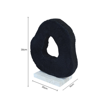 Black Mango Wood Sculpture with Travertine Base | Tibor