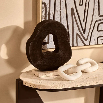 Black Mango Wood Sculpture with Travertine Base | Tibor