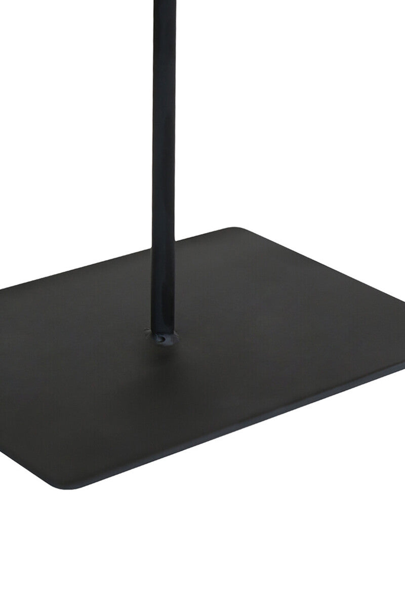 Travertine Ridged Disc Sculpture with Black Metal Base | Tibor