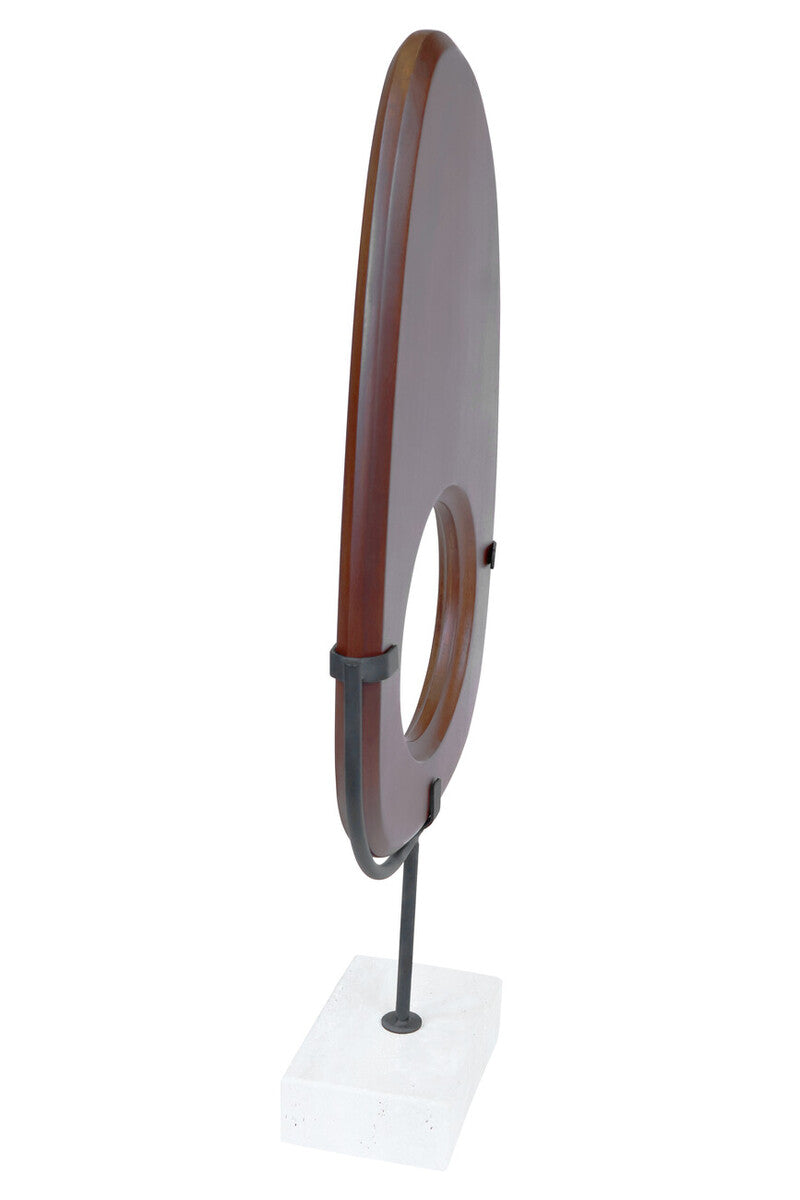 Westo Natural Wood Vertical Sculpture With Travertine Base