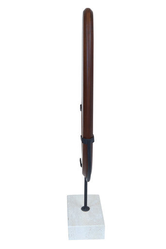 Westo Natural Wood Vertical Sculpture With Travertine Base