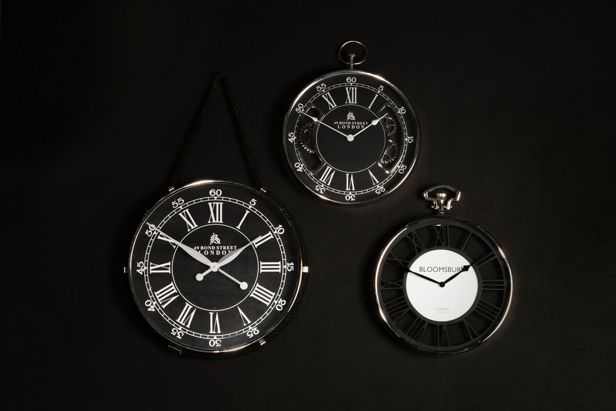 Nickel Finish Pocket Style Wall Clock | Mateo