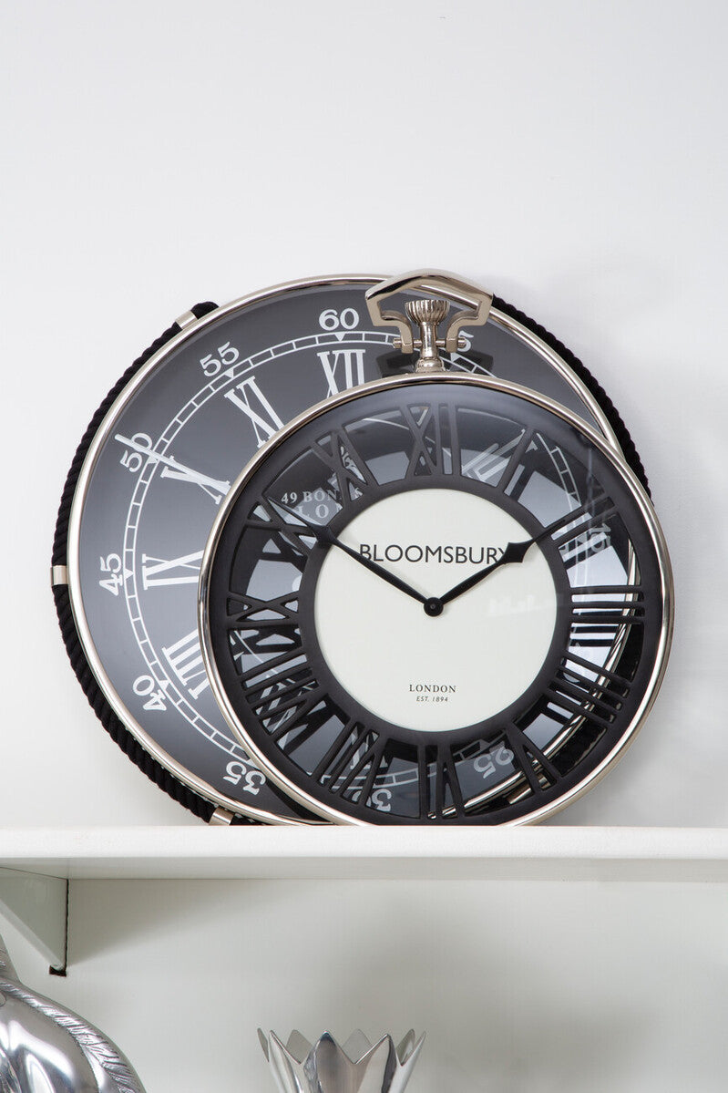 Nickel Finish Pocket Style Wall Clock | Mateo