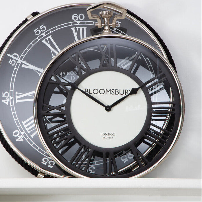 Nickel Finish Pocket Style Wall Clock | Mateo