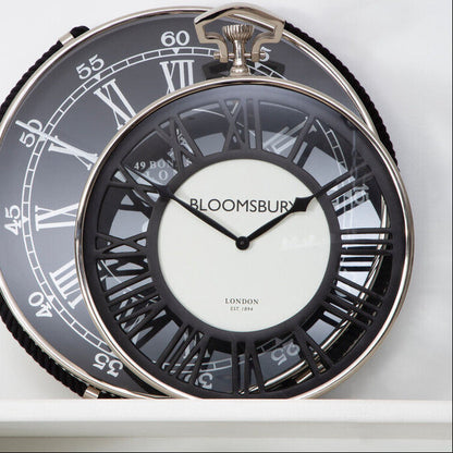 Nickel Finish Pocket Style Wall Clock | Mateo