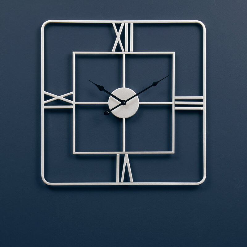 Kent Large Silver Finish Square Wall Clock