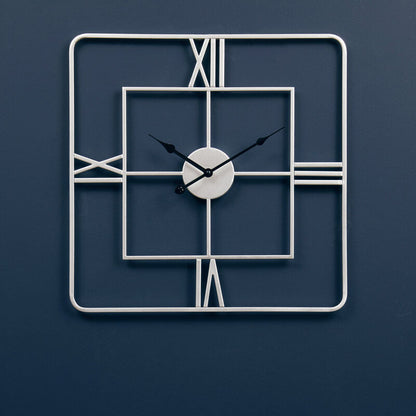 Kent Large Silver Finish Square Wall Clock