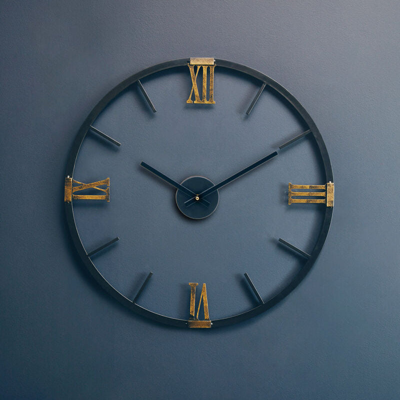 Kent Round Black Metal Wall Clock
