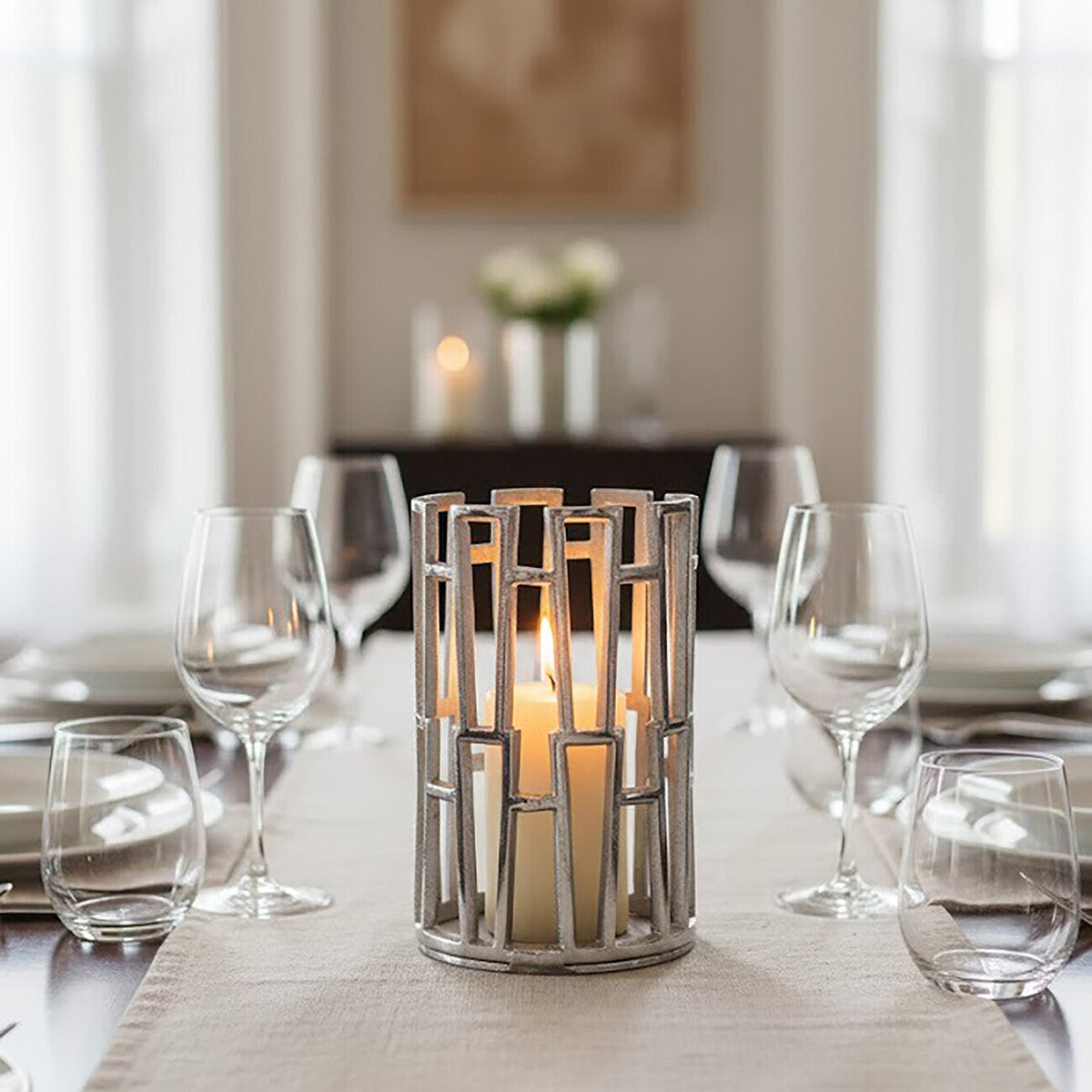 Delphi Small Silver Finish Candle Holder