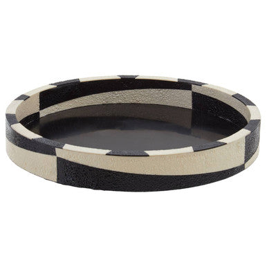 Ezra Black And White Round Tray
