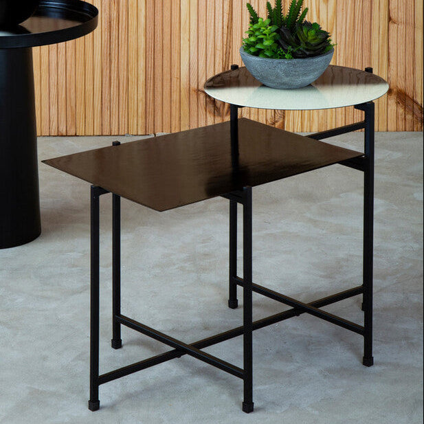 Ramus Two Tier Black And White Ombre Side Table