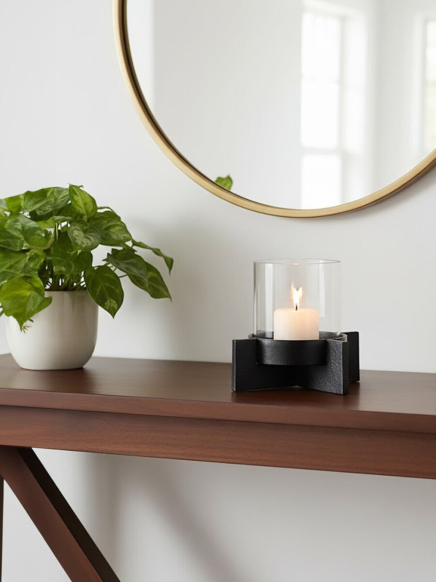 Hapax Small Matt Black Finish Candle Holder