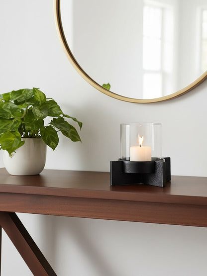 Hapax Small Matt Black Finish Candle Holder