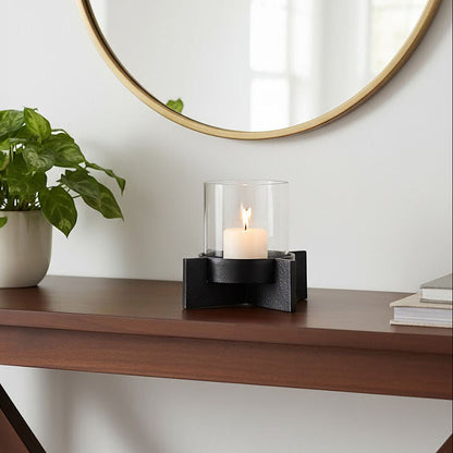 Hapax Small Matt Black Finish Candle Holder