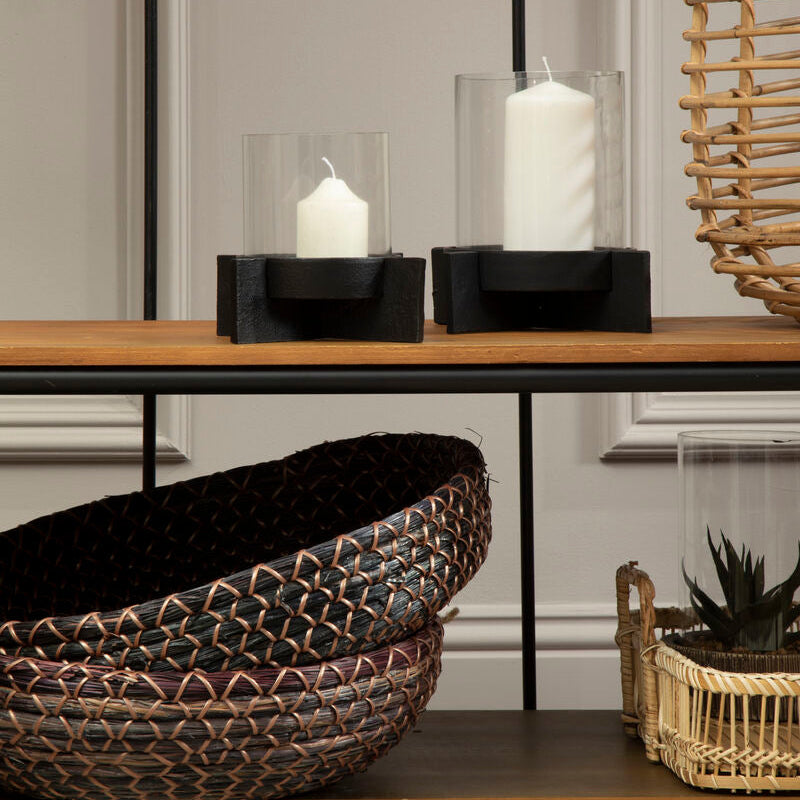 Hapax Large Matt Black Finish Candle Holder