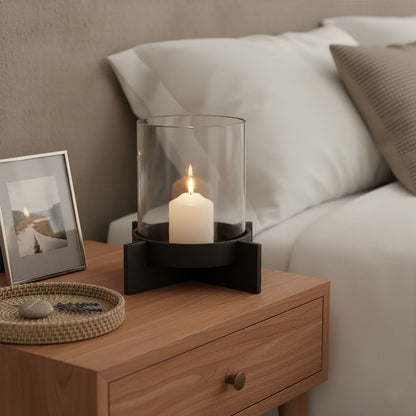 Hapax Large Matt Black Finish Candle Holder