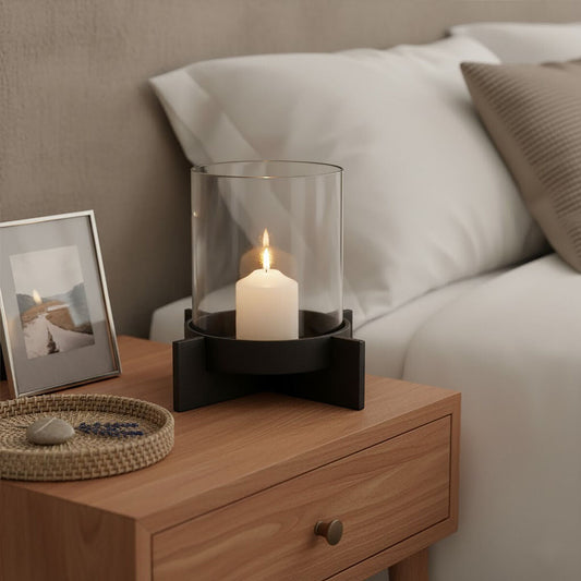 Hapax Large Matt Black Finish Candle Holder