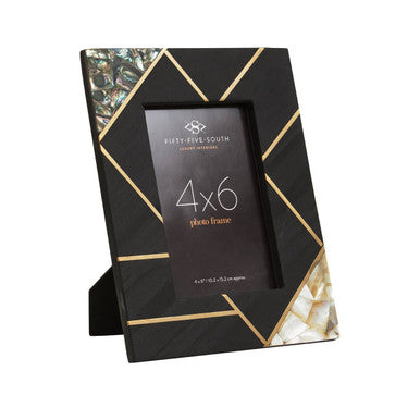 Oriana 4In X 6In Mother of Pearl and Gold Inlay Small Photo Frame