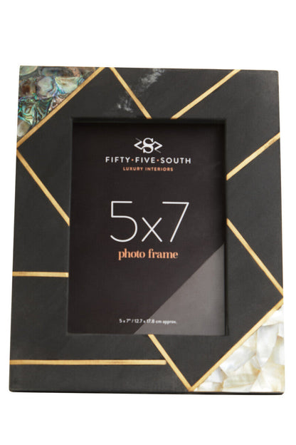 Oriana 5In X 7In Mother of Pearl and Gold Inlay Large Photo Frame