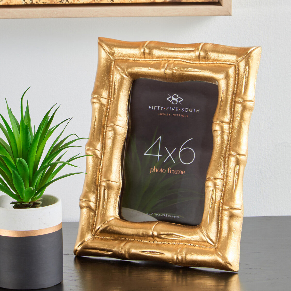 Hiba Gold Finish Bamboo Effect Photo Frame 4x6in
