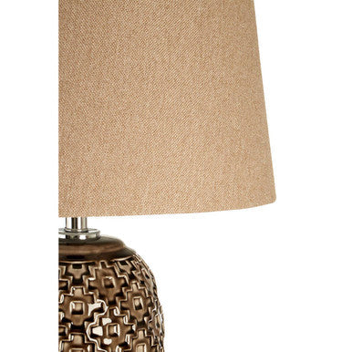 Udele Table Lamp With Brown Linen Shade