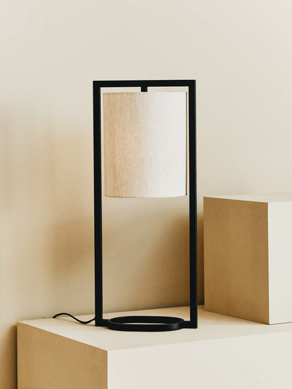 Lara Black Metal Table Lamp with Grey Shade