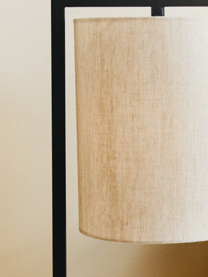Lara Black Metal Table Lamp with Grey Shade