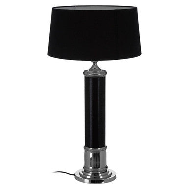 Canon Black Leather Table Lamp