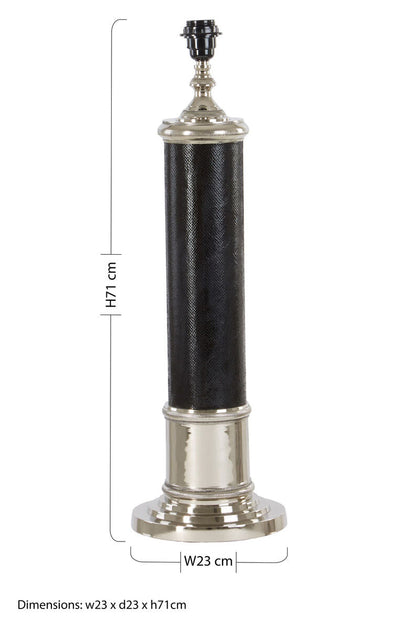 Canon Black Leather Table Lamp