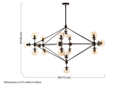Abira Matte Black 21 Arm Pendant Lamp