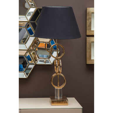 Gold Finish Table Lamp with Dual Ring Base | Skye