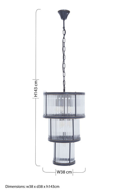 Salasco 3 Tier Black Finish Glass Chandelier