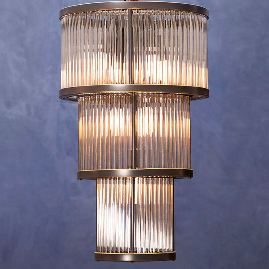 Salasco 3 Tier Black Finish Glass Chandelier