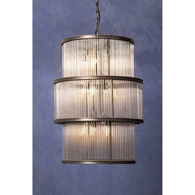 Salasco Black Finish 3 Tiered Glass Chandelier