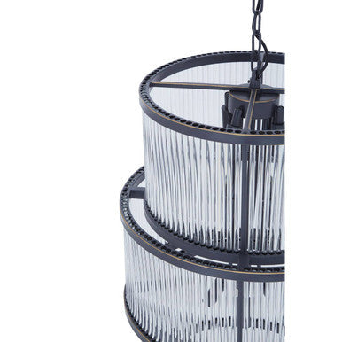 Salasco Black Finish 3 Tiered Glass Chandelier
