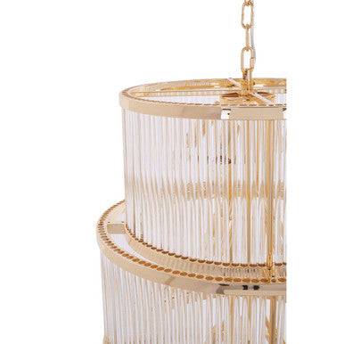 Salasco 3 Tier Gold Finish Glass Chandelier