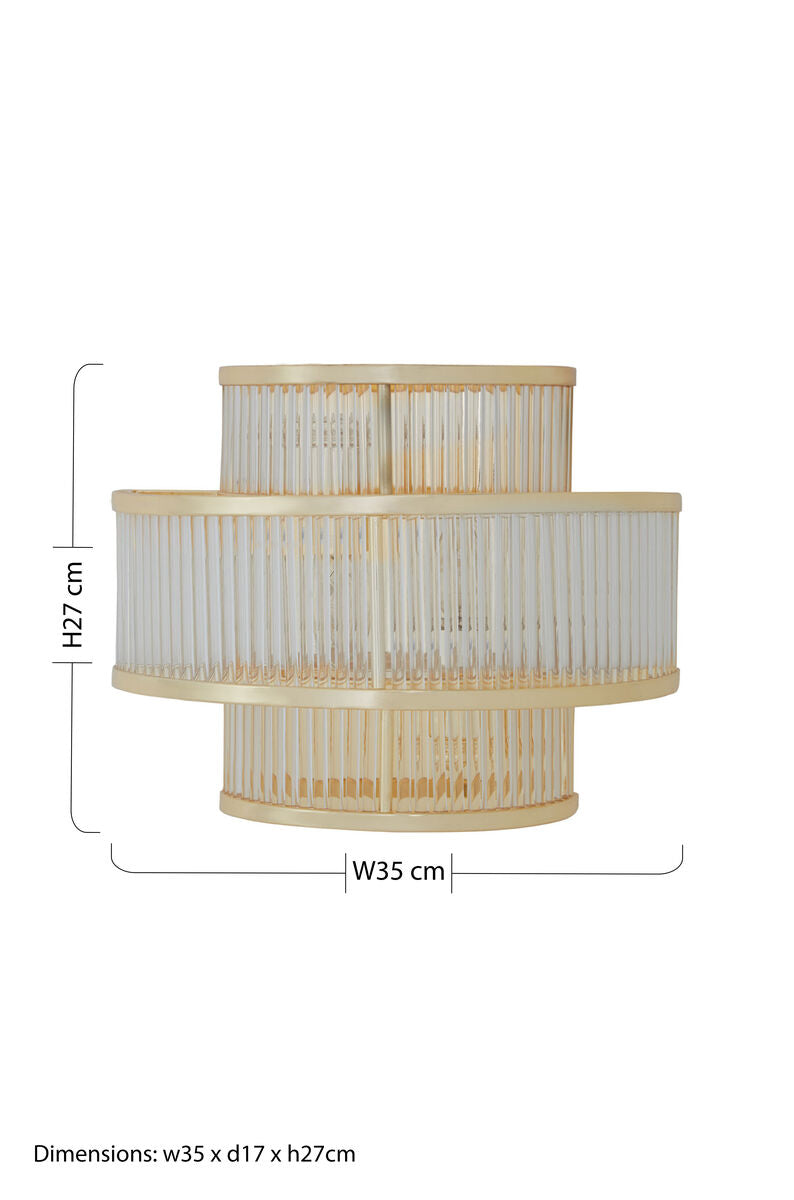 Salasco 3 tier glass wall light with warm metallic iron frame